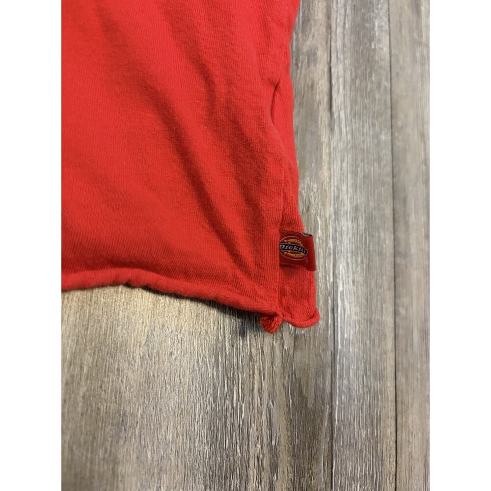 Dickies Crop T Shirt Women’s M Red Logo Striped Sleeve Y2K Skater Streetwear - Picture 6 of 9